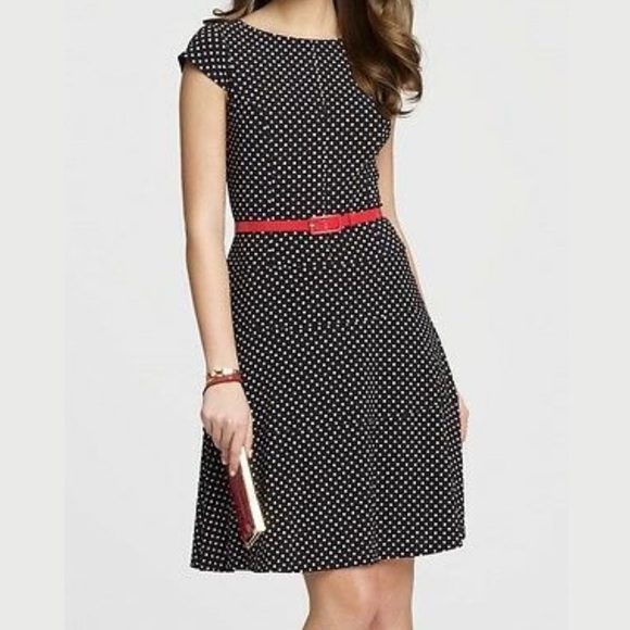 anne klein polka dot fit & flare dress